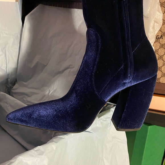Prada Blue Velvet Boot - Picture 8 of 13